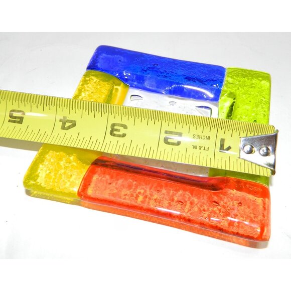 Handcrafted Colorful Glass Dish Fish Motif - 4" Square Ashtray Votive Candle - Picture 3 of 7